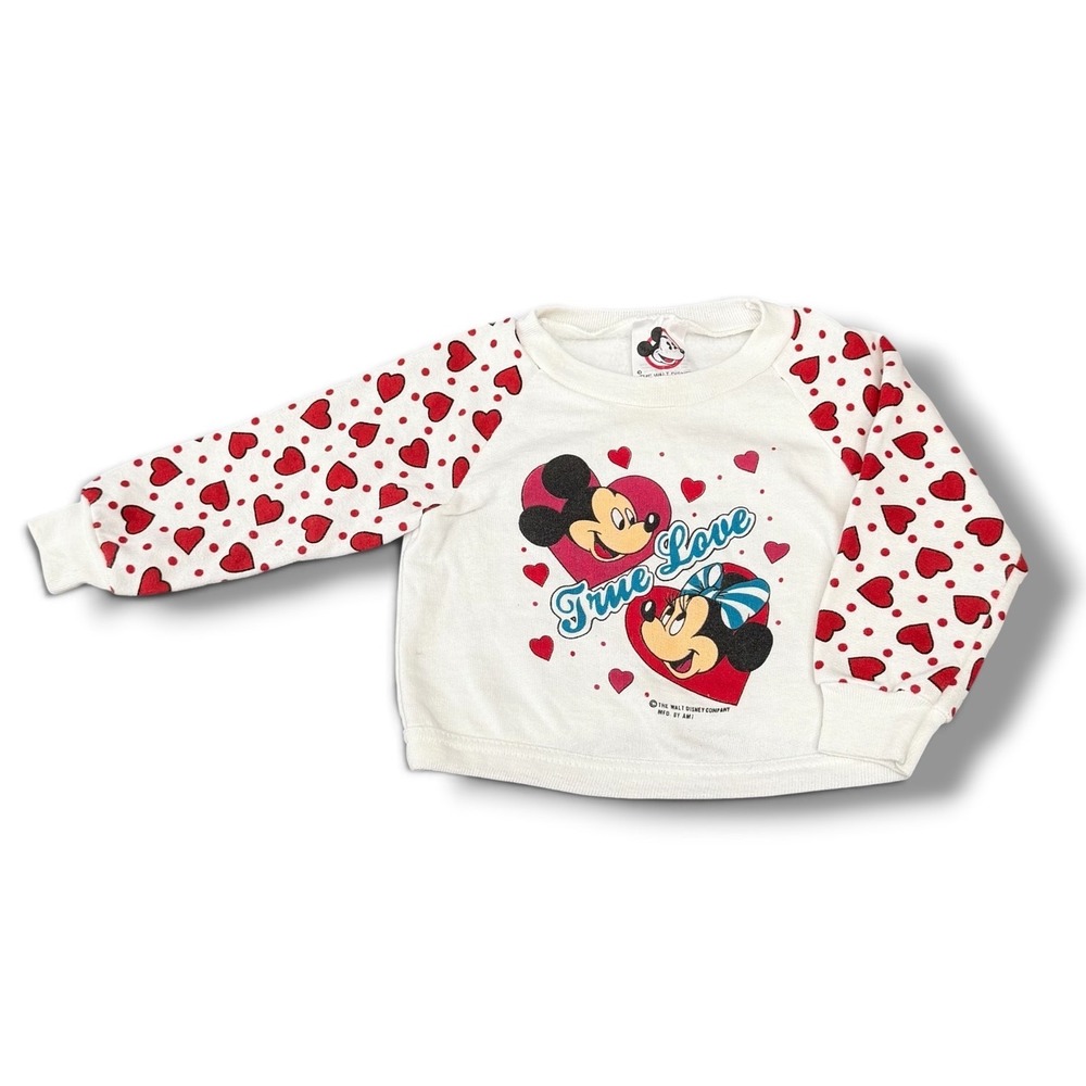 Disney Vintage  90s Sweatshirt Kids 2T Mickey Minnie True Love Hearts USA